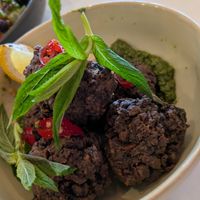 Pea and mint fritters at Vans  in Cottesloe