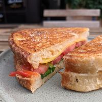 Cheese tom toasty at For Change Cafe  in Brunswick