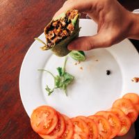 Spring Roll with spicy tofu and beans at Crane  in Siem Reap