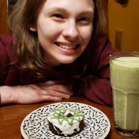 Evangeline's chocolate donut cakes. So delicious! Yum! This was taken on St Patrick's Day weekend, I had ordered a box for delivery. You can see from the smile, they were a hit! at Evangelina's Vegan Desserts  in Wilmington