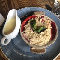 Vegan apple and blackberry crumble  at The Church Mouse in Chester-le-street