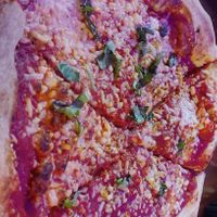 Pizza with follow your heart cheese, basil, and garlic. at Mellow Mushroom in Lima