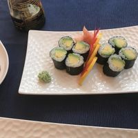 The very tasteful vegan sushi with avocado and ginger  at Jazmin in Tenerife