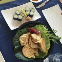 Vegan DUMPLINGS and vegan avocado Sushi  at Jazmin in Tenerife