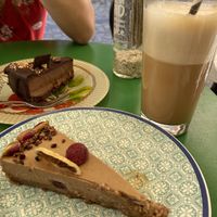 Cakes and iced coffee  at Green Library in Plovdiv