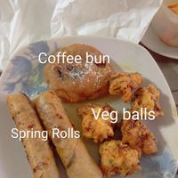 I liked the coffee bun, spring rolls ok, veg balls not good for me at Dough Culture - North Point City in North Singapore