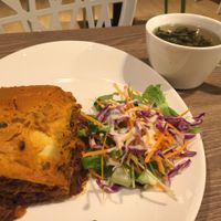 Lasagne & mint tea at Genesis 创世界素食馆 in Central Singapore