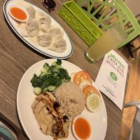 July 2025: Dumplings & rice chicken   at Genesis 创世界素食馆 in Central Singapore