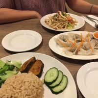 Three different dishes at Genesis 创世界素食馆 in Central Singapore