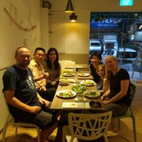Some happy cow loving. Jimmy, cheryl and amy. at Genesis 创世界素食馆 in Central Singapore