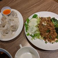 Olive Fried Rice and Dumplings at Genesis 创世界素食馆 in Central Singapore
