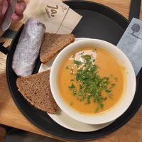 Süßkartoffel-Erdnuss-Suppe at PurNatur in Kempten