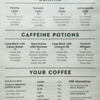 menu at Vitality Organics in Mount Maunganui