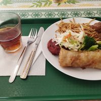 Buffet food free tea at Vegetka in Prague