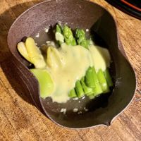 Broad beans and asparagus   at Itadakizen in Kyoto