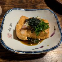 Thick fried tofu with seasoned soy sauce at Itadakizen in Kyoto