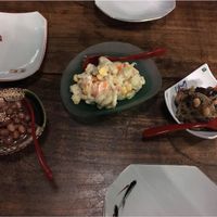 Peanuts, potato salad and lotus root at Itadakizen in Kyoto