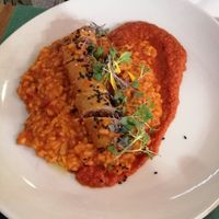 Arroz a la catalana con butifarra at Hakuna Matata Veggie in Madrid