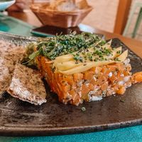 Vegan salmon at Hakuna Matata Veggie in Madrid