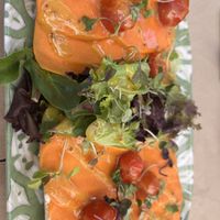 Focaccia with Salmon  at Hakuna Matata Veggie in Madrid