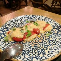 Pimientos Vacalao. Brutal, saben a bacalao totalmente at Hakuna Matata Veggie in Madrid