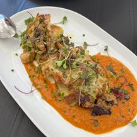 Artichoke Flower with mushrooms and romesco sauce 10,50€ at Hakuna Matata Veggie in Madrid