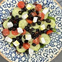 Greek salad  at Hakuna Matata Veggie in Madrid