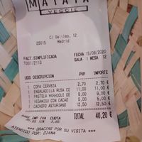 Cuenta at Hakuna Matata Veggie in Madrid