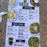 Starters menu side 2   at Oasis Mediterranean in Gallup