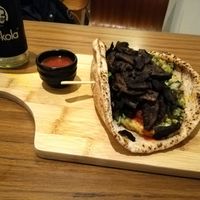 Delicious swarma kabab with spiced mushrooms and tabbouleh. at Marwick's Vegan Kitchen in Dundee