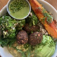The basic bowl with added falafel + avocado  at Basic Kitchen in Charleston