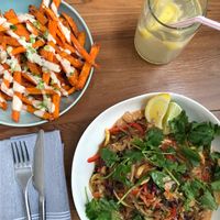 Rainbow Bowl and Sweet Potato Fries with a cashew ranch!  at Basic Kitchen in Charleston