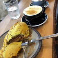 Yummy Moroccan pasty & turmeric latte at The Wildcat in Fort William