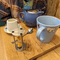 Tea (with cute steeping timer) at The Wildcat in Fort William