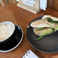 Breakfast sandwich & chai latte  at The Wildcat in Fort William