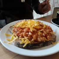 Mixed beans and vegan cheese on sourdough toast at The Wildcat in Fort William
