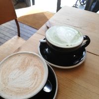 Chai latte + Macha latte at The Wildcat in Fort William