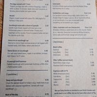 Menu at The Wildcat in Fort William