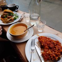 Burger, soup and sandwich. at The Wildcat in Fort William