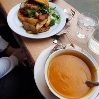 Burger and soup. at The Wildcat in Fort William