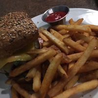 The monster burger.  Loved it !!! at Ek's Grill in Kelowna