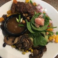Buddha bowl with house made vegan patty at Ek's Grill in Kelowna
