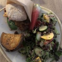 Tempeh burger  at Gott&Reco in Falun