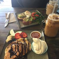 Vegan pancakes with coco whip at Clean Eats and Healthy Treats in Nelson Bay
