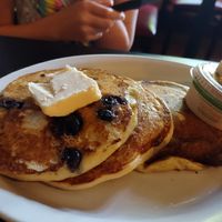 Vegan Johnny Cakes with Blueberries at Red Cup Coffee House in Oklahoma City