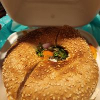 Bagel and carrot lox sandwich at Red Cup Coffee House in Oklahoma City