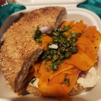 Bagel and carrot lox at Red Cup Coffee House in Oklahoma City