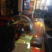 Front counter with baked goods of the day on display at Red Cup Coffee House in Oklahoma City