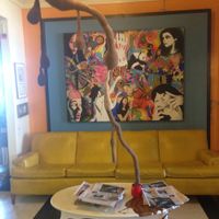 One of the many eclectic seating options at Red Cup Coffee House in Oklahoma City