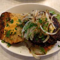 veggie burger with house made vegan cheese at Red Cup Coffee House in Oklahoma City